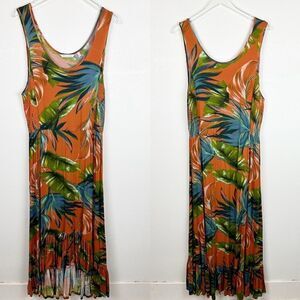 Soft Surroundings Tropical Maxi Ruffle Tank Dress Large